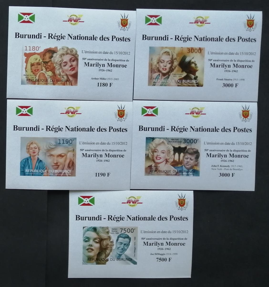 Burundi 2012 Mi.2660-4 19€ 50 let smrti Marilyn Monroe DELUXE IMP.