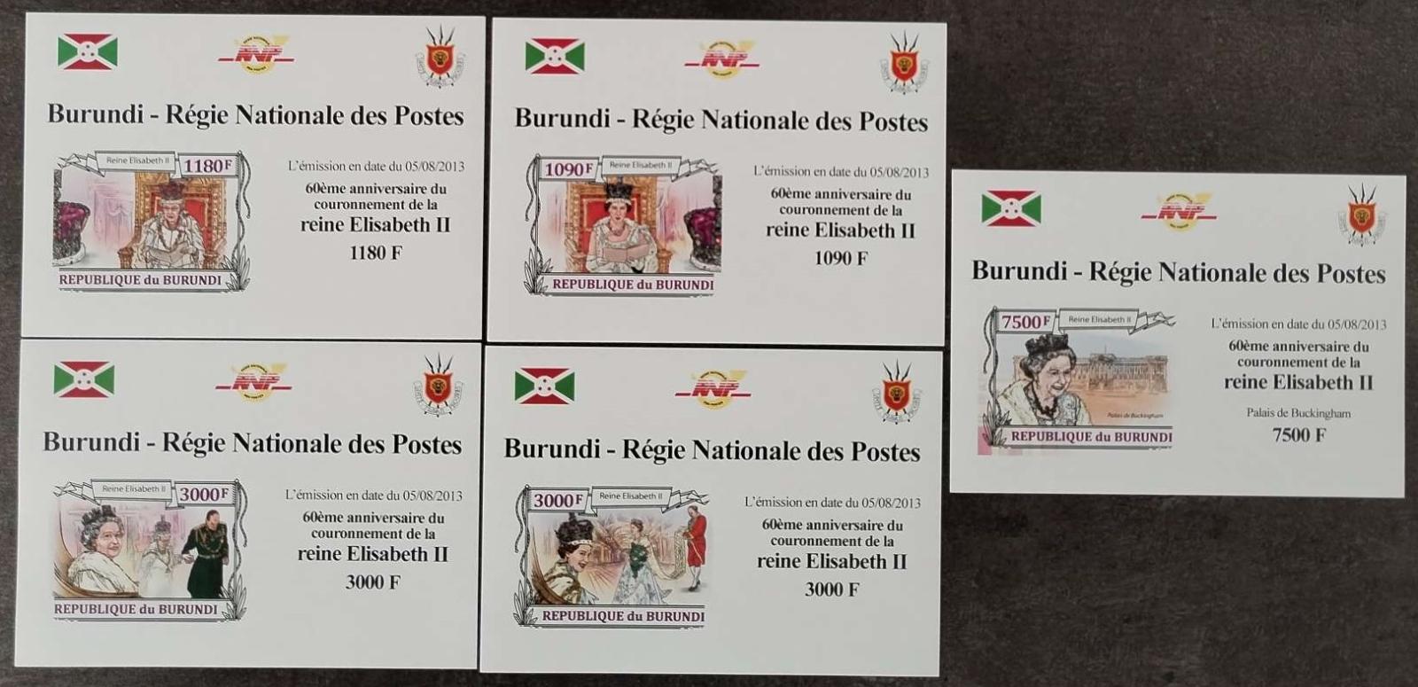 Burundi 2013 19€ Královna Alžběta II. a 60 let její korunovace IMPERF.