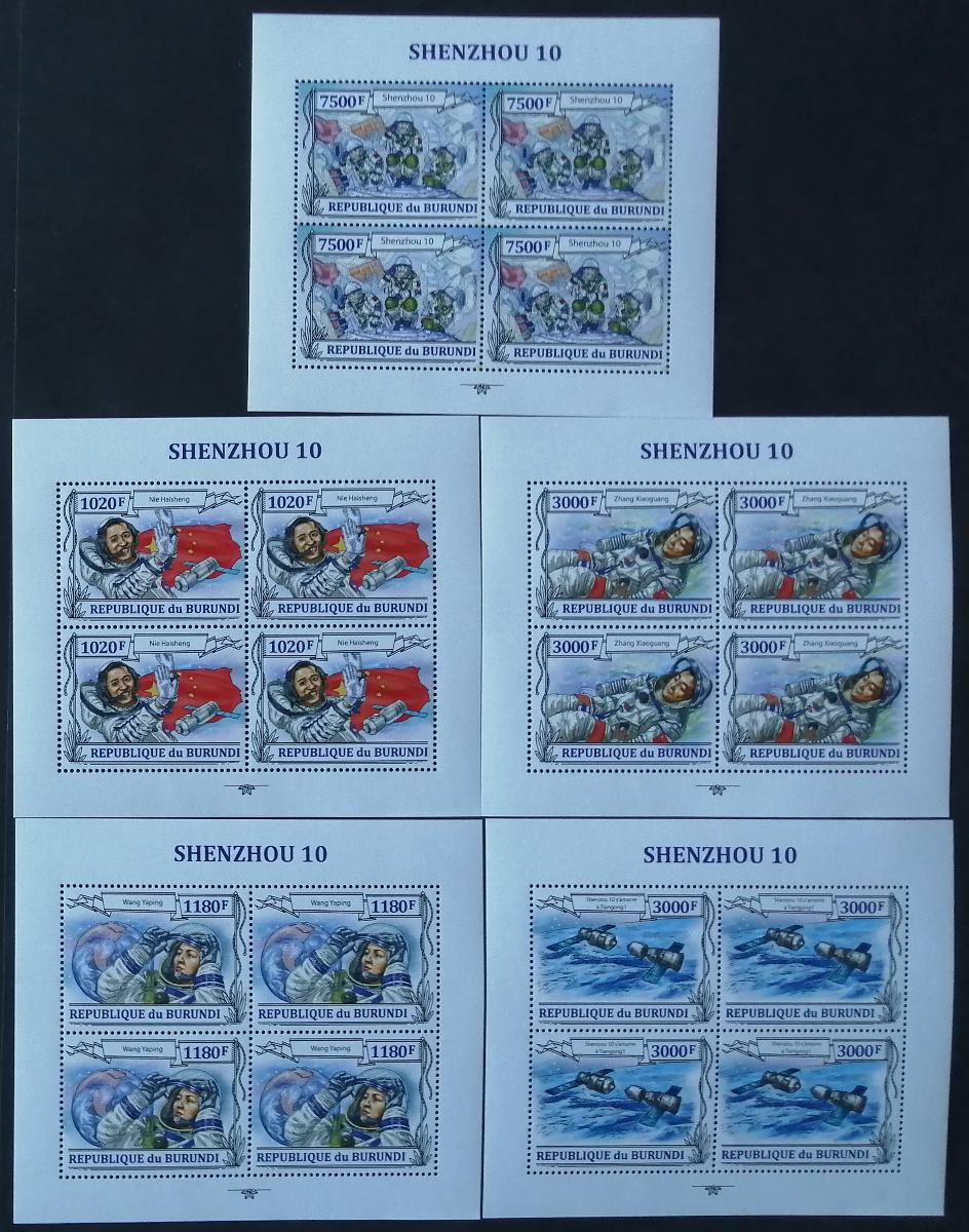 Burundi 2013 Mi.3133-7 76€ Čínský vesmírný program, Yaping ČTYŘBLOKY