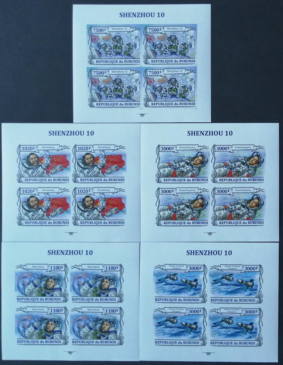 Burundi 2013 Mi.3133-7 76€ Čínský vesmírný program, Yaping ČTYŘBLOKY I