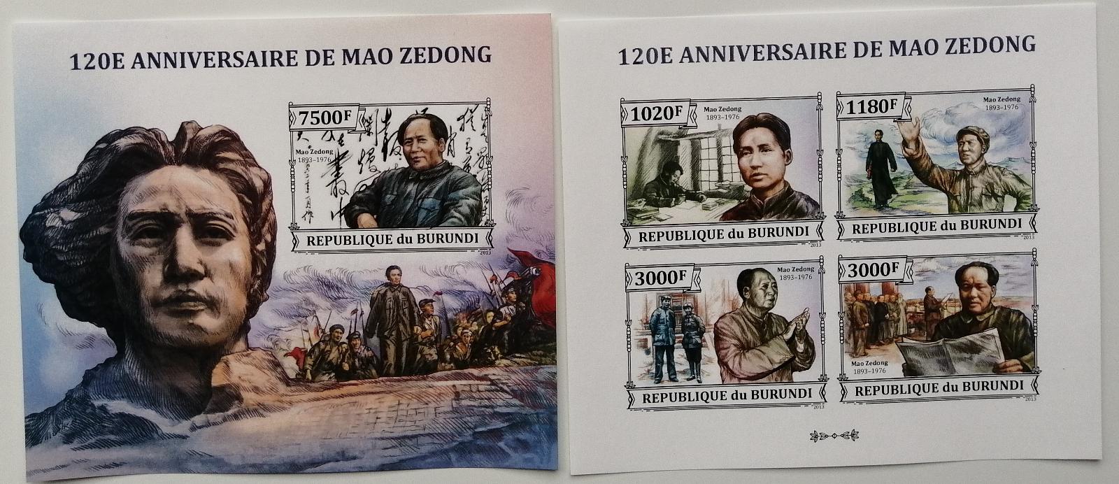 Burundi 2013 Mi.3268-1+Bl.378 19€ 120 let Mao ce Tunga, osobnosti
