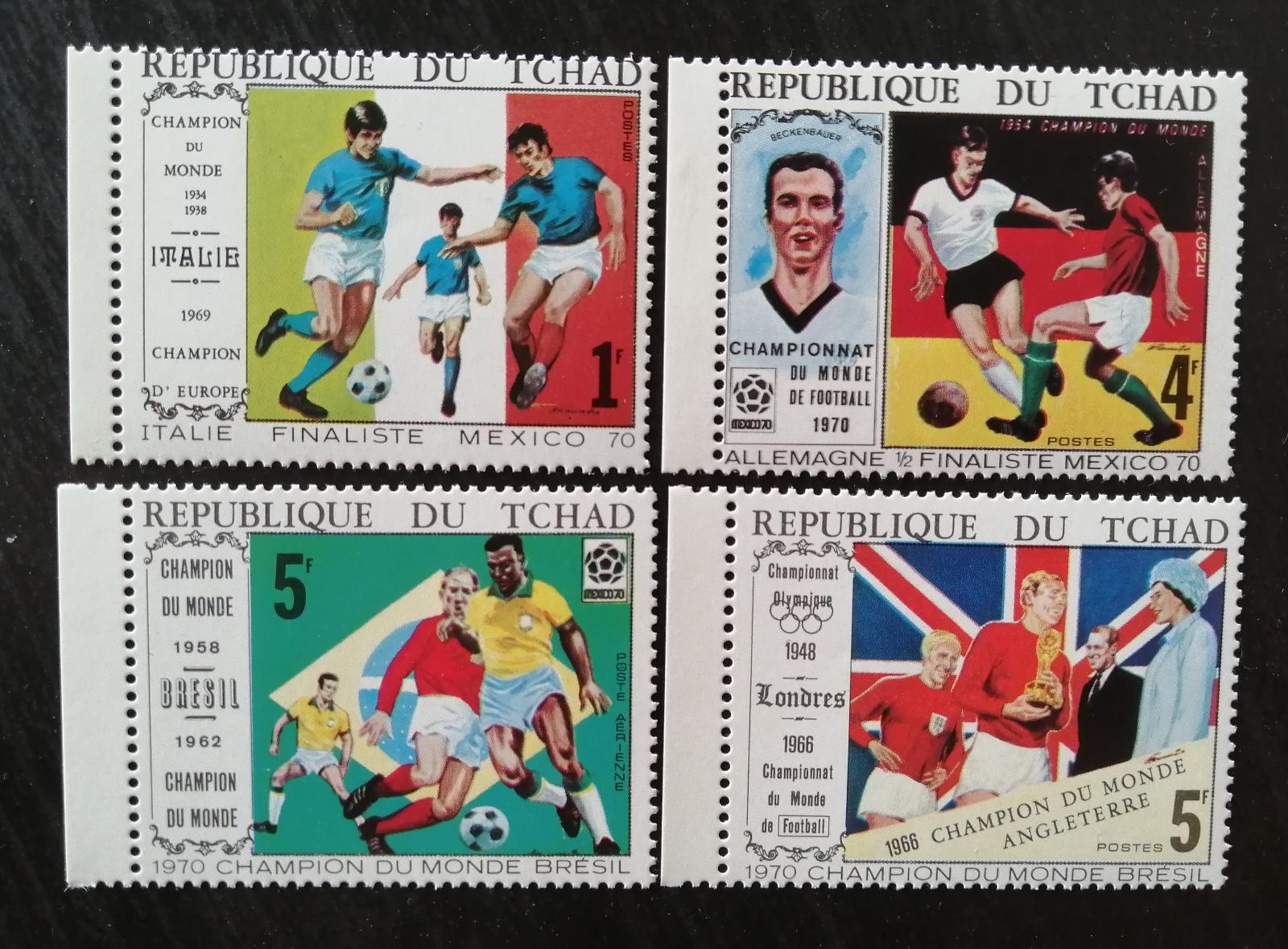 Čad 1970 Mi.309-2 4€ Světový pohár ve fotbale, sport, vlajky