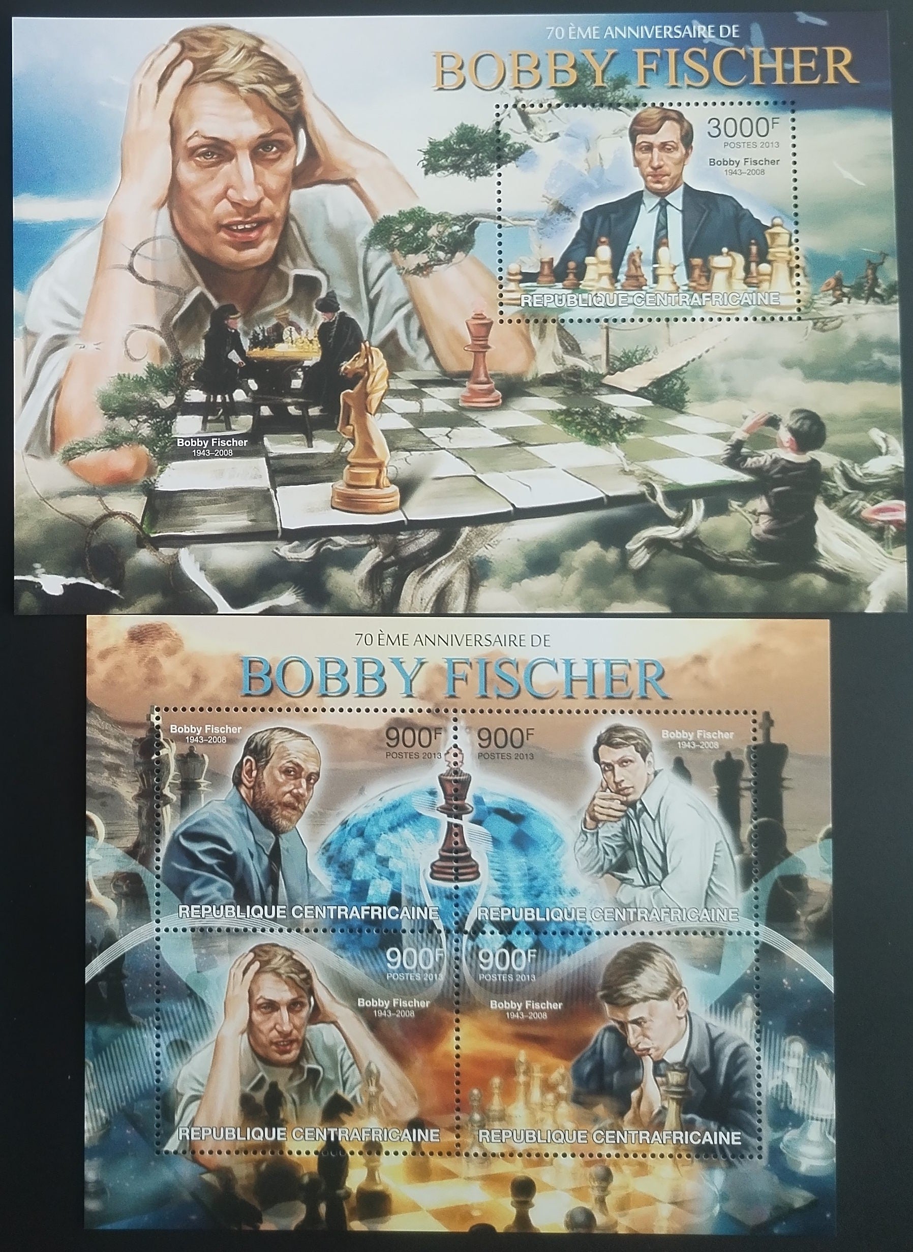 Středoafrická rep. 2013 Bobby Fischer a šachy