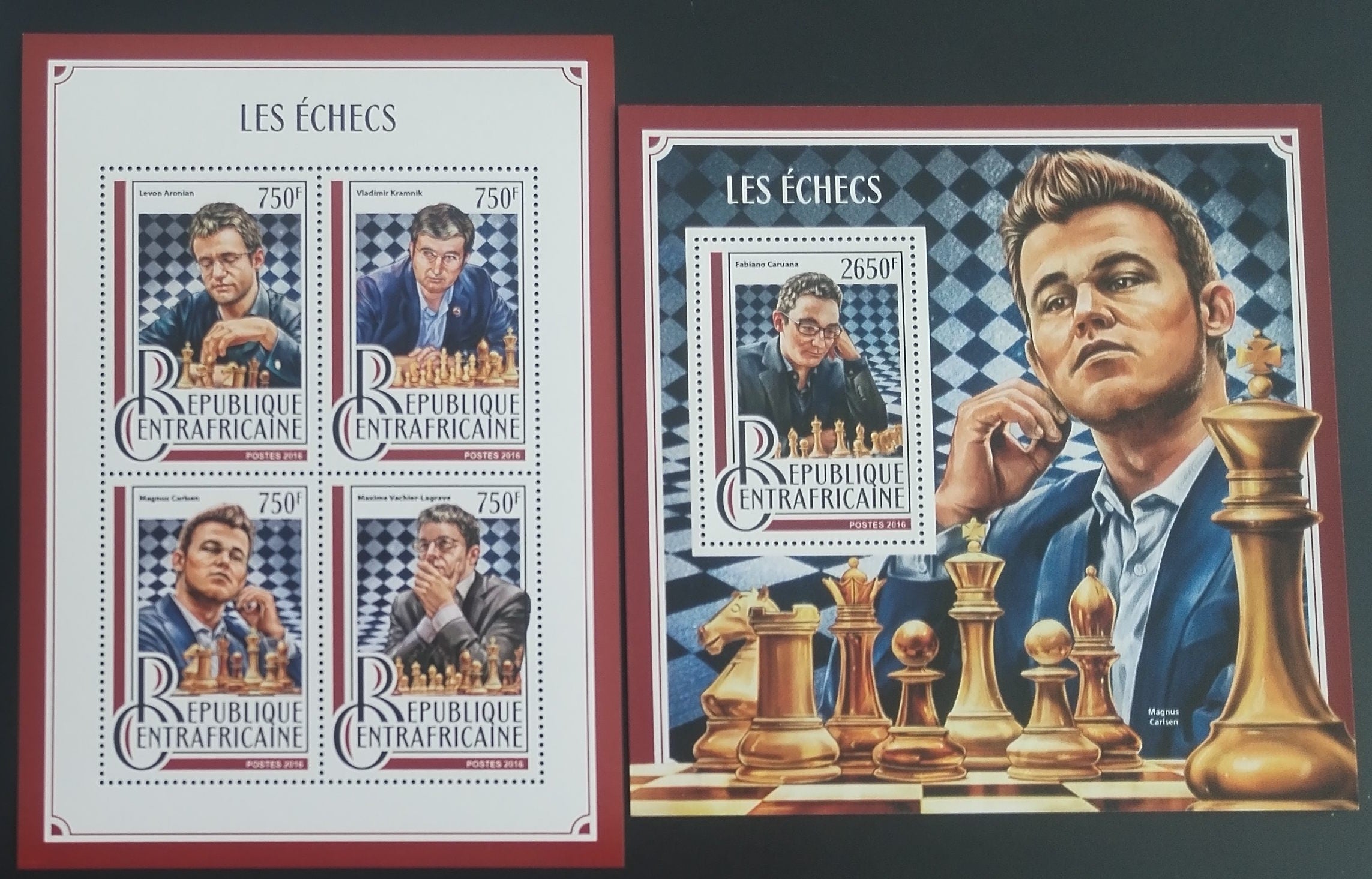 Středoafrická rep. 2016 Šachy a mistři, Carlsen, Caruana