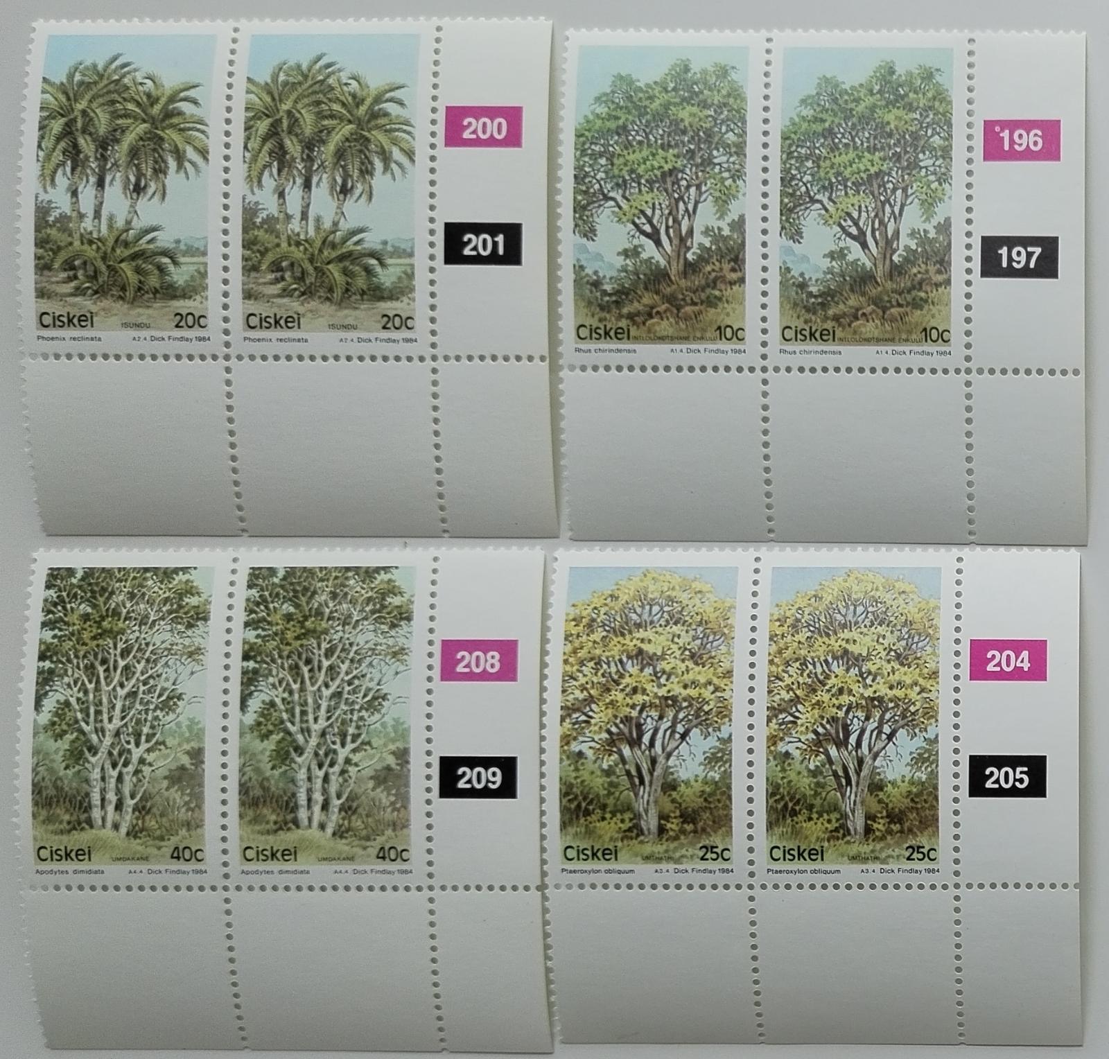 Ciskei (JAR) 1984 Mi.52-5 Stromy a africká flora, Rhus et Phoenix PÁRY