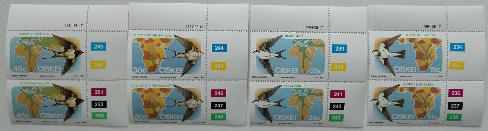 Ciskei (JAR) 1984 Mi.61-4 7,2€ Stěhovaví ptáci a mapy jejich tahů PÁR