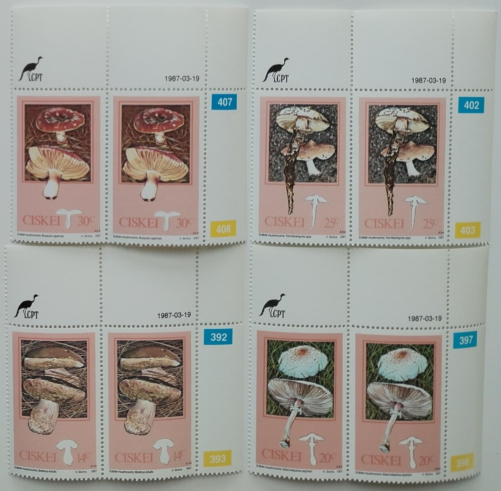 Ciskei (JAR) 1987 Mi.110-3 6€ Houby a jejich druhy, Mykologie PÁRY