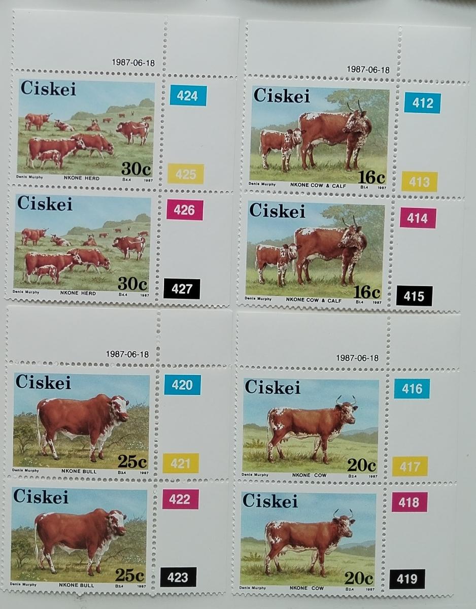 Ciskei (JAR) 1987 Mi.115-8 Krávy a africký skot, Fauna PÁRY