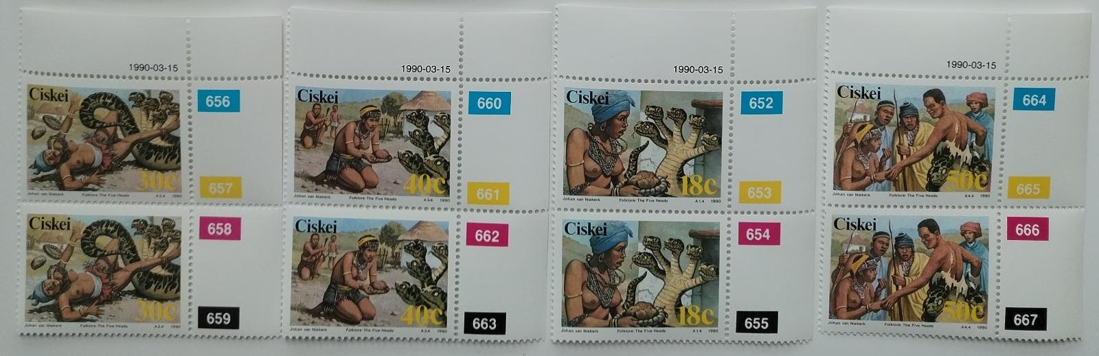 Ciskei (JAR) 1990 Mi.166-9 13€ Mýty a legendy, Hadi a plazi PÁRY