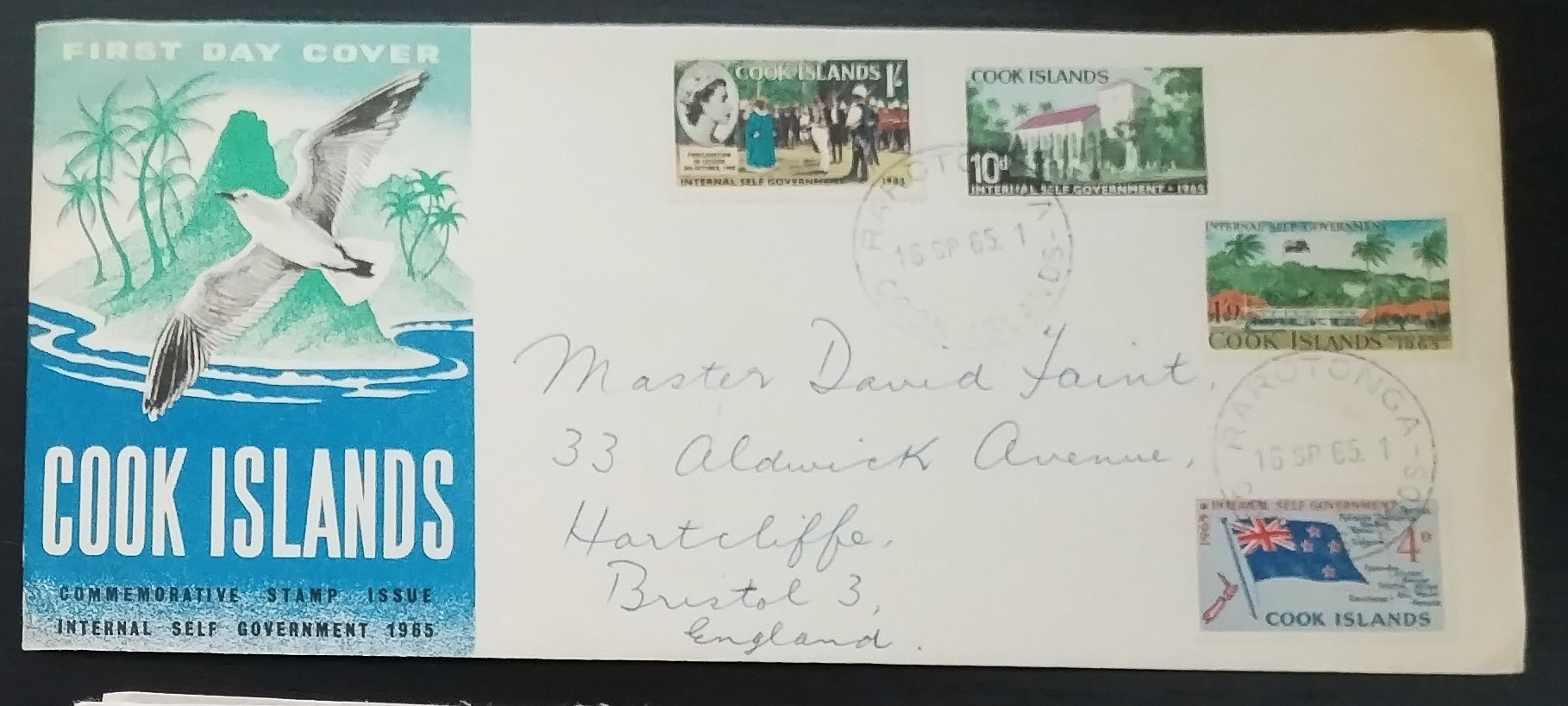 Cookovy ostrovy 1965 FDC - Přetisky samovlády