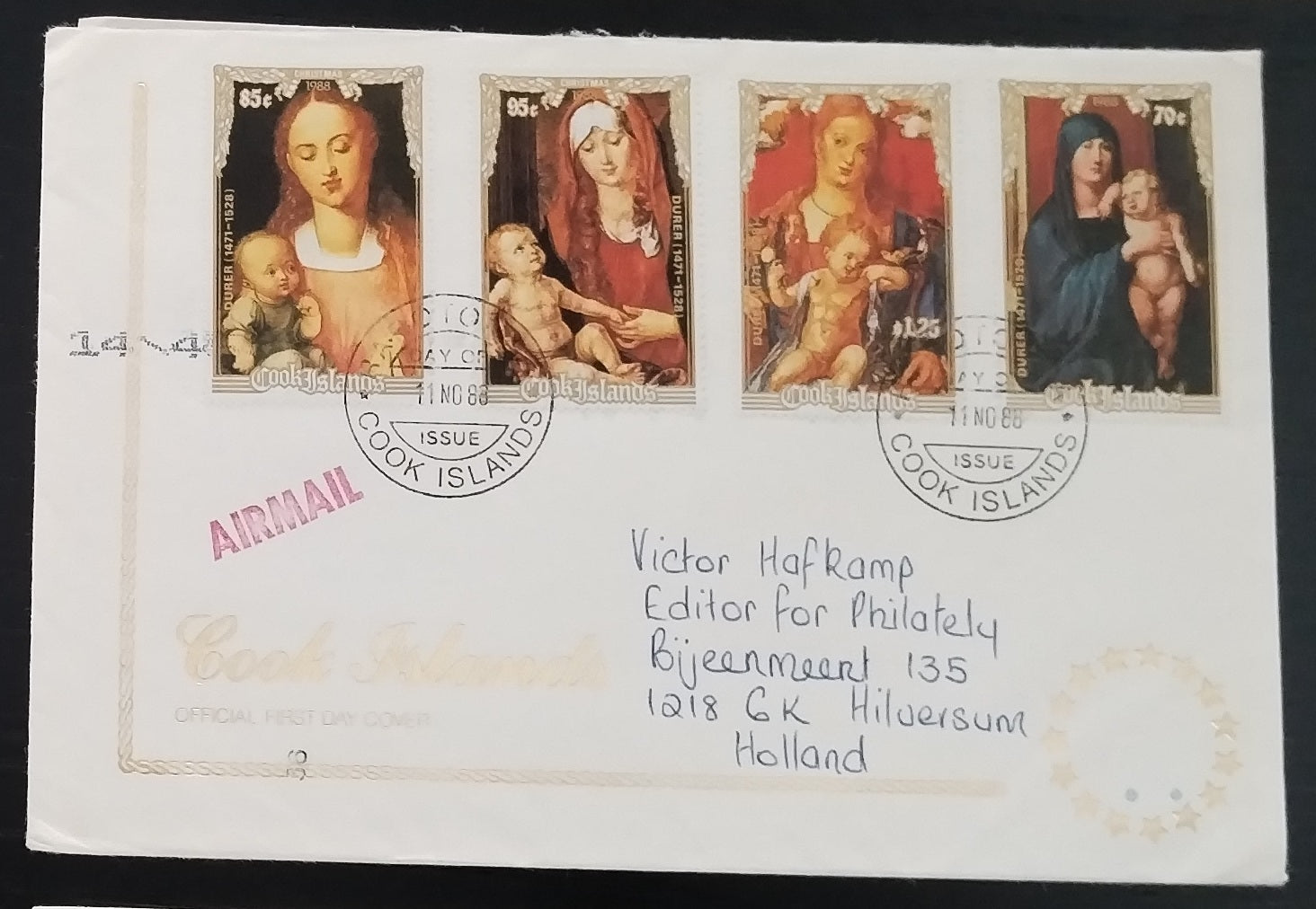 Cookovy ostrovy 1988 FDC - Vánoce