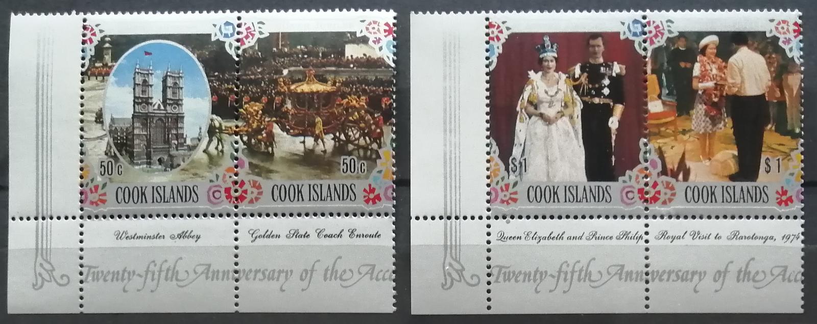 Cookovy ostrovy 1977 Mi.520-3 14€ 25 let vlády královny, nekompl.