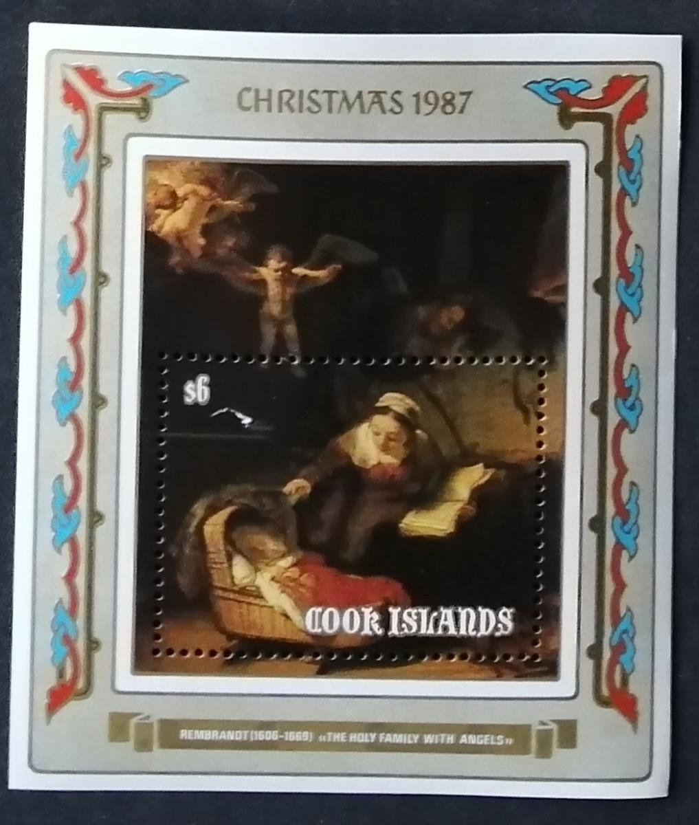 Cookovy ostrovy 1987 Bl.184 13€ Vánoce a umění, Svatá rodina