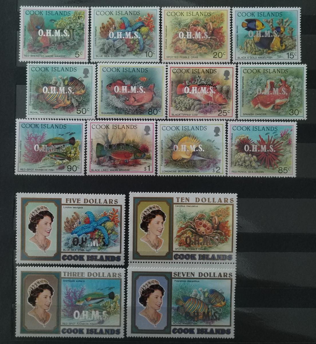 Cookovy ostrovy 1998 60€ Úřední přetisky OHMS - Ryby a královna