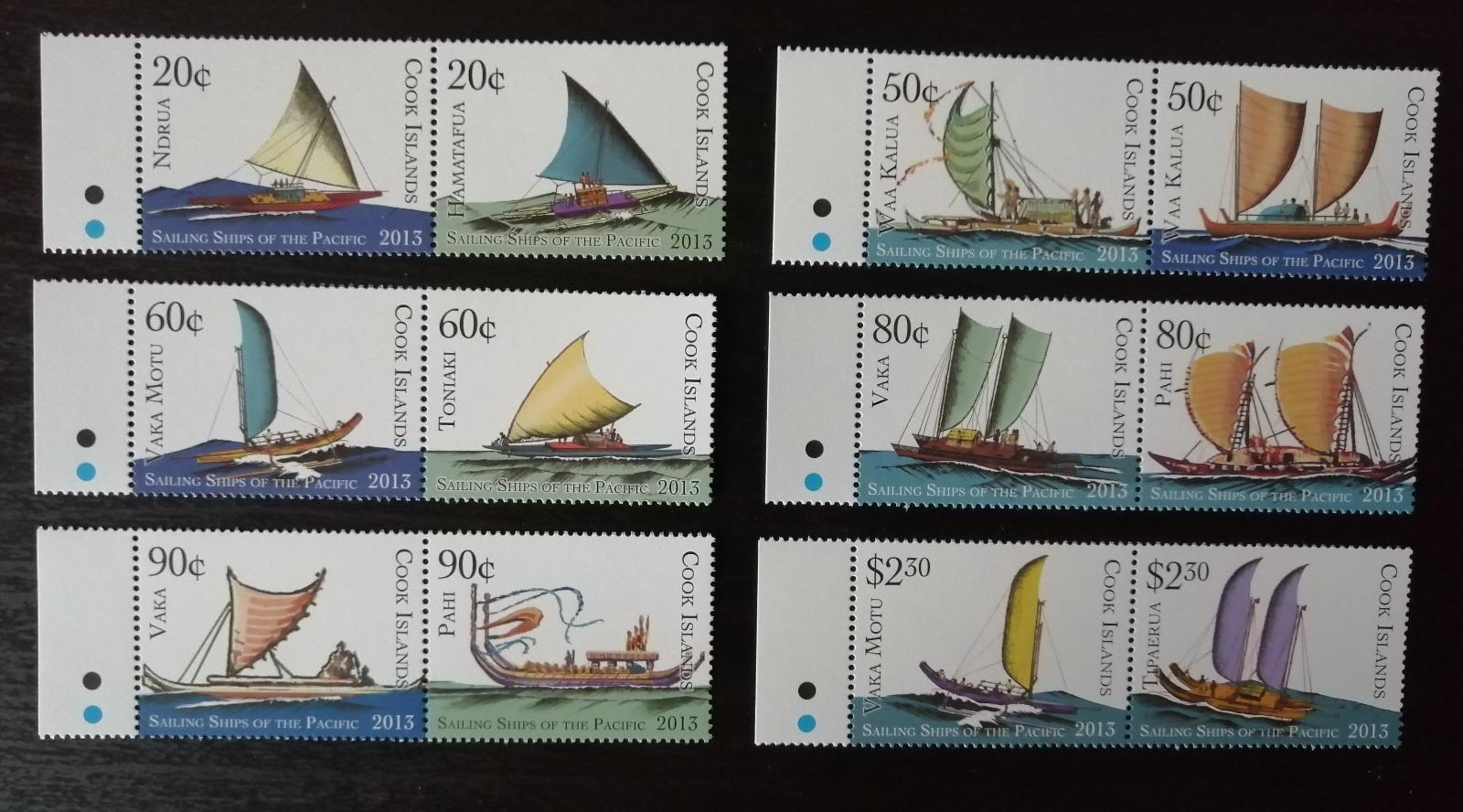 Cookovy ostrovy 2013 Mi.1822-3 19€ Lodě Pacifiku, tradiční doprava