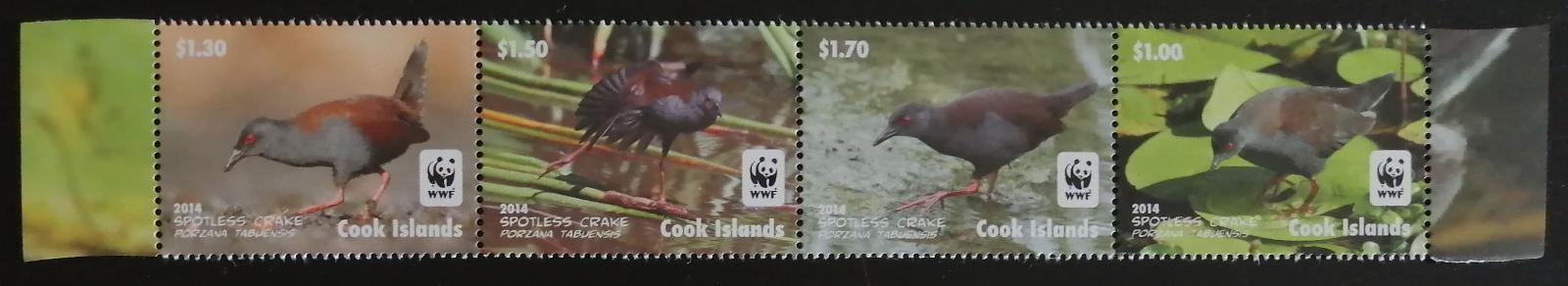 Cookovy ostrovy 2014 Mi.1997-00 9,9€ Chřástal temný, ptáci a fauna