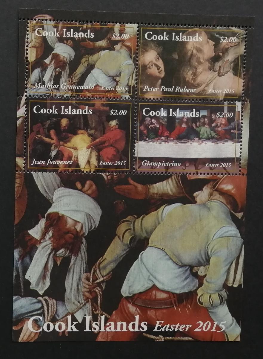 Cookovy ostrovy 2015 Bl.251 14€ Velikonoce a umění, Ježíš