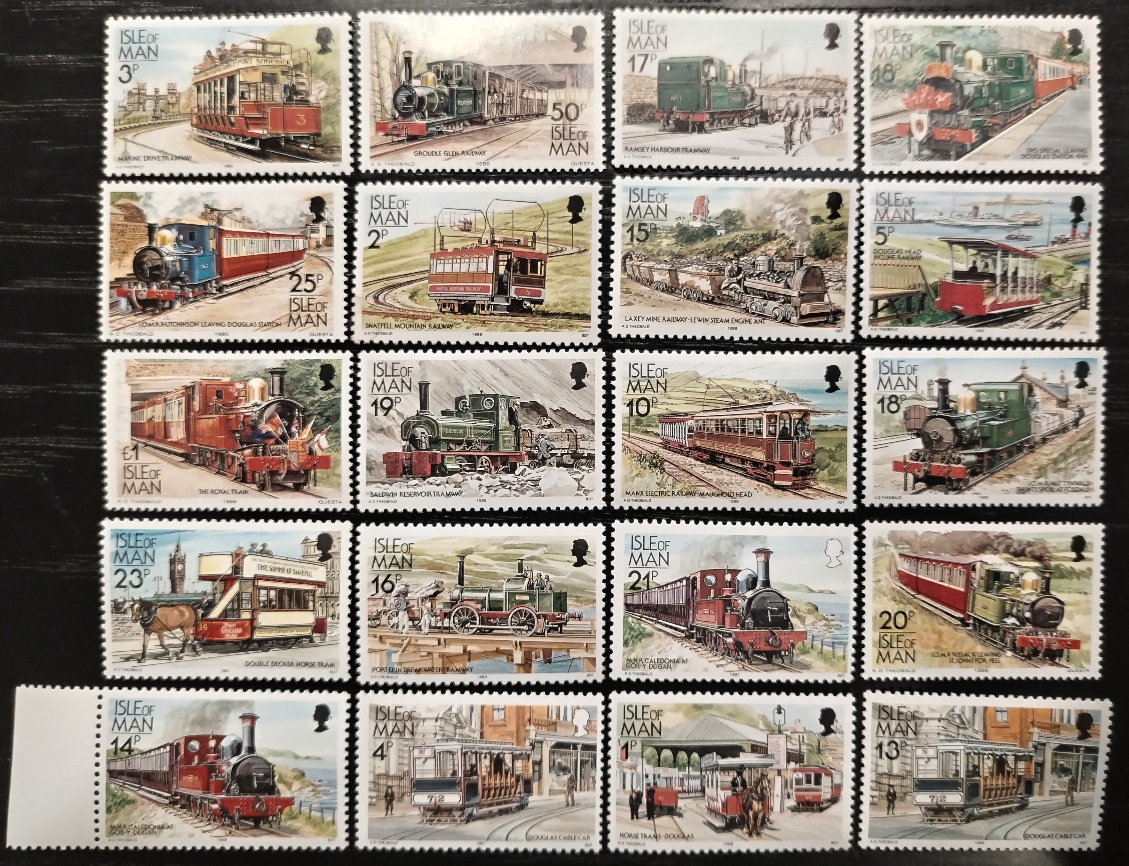 Ostrov Man 1988 Definitiva: Historické vlaky, lokomotivy a tramvaje s dotisky