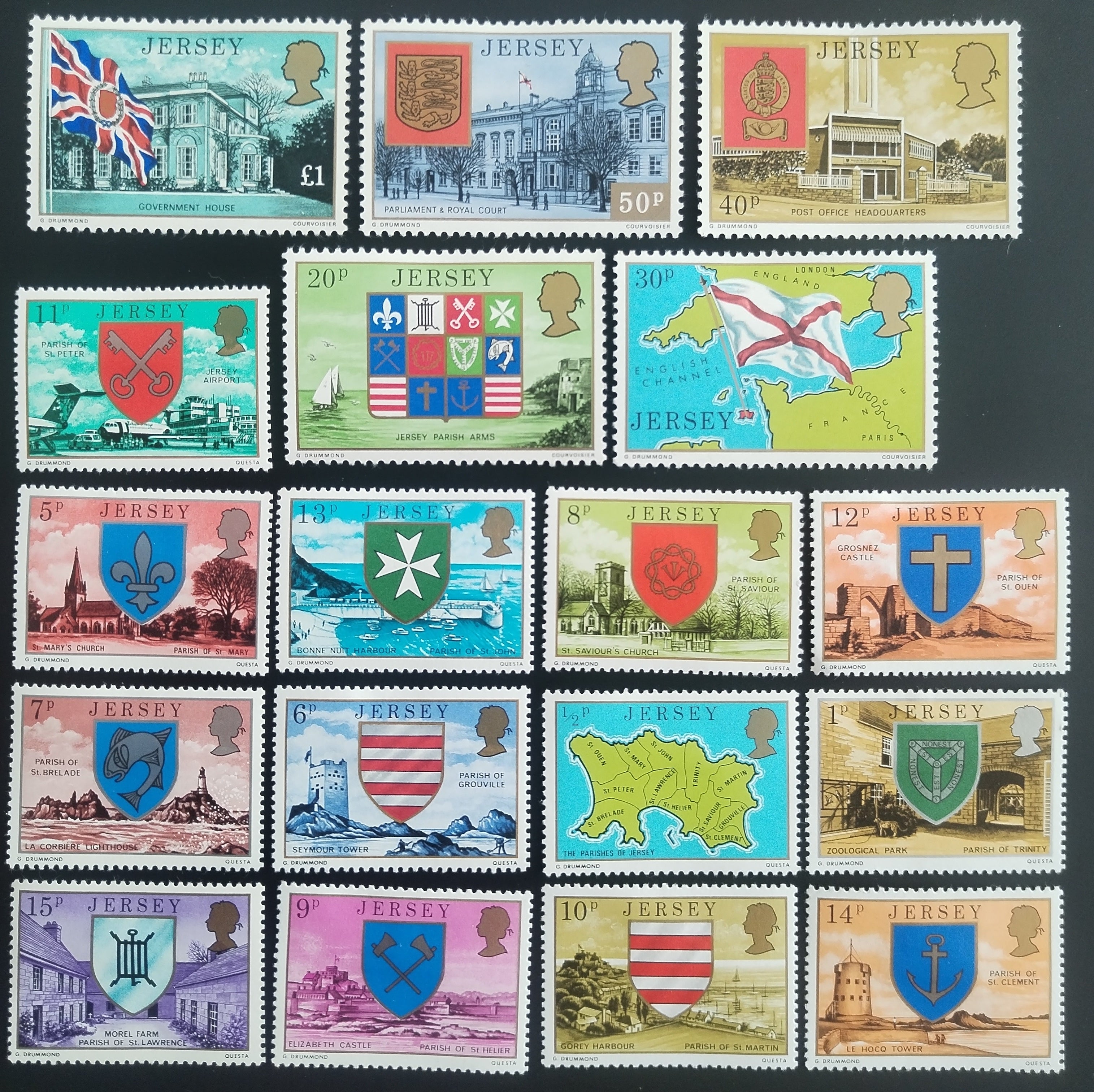 Jersey 1976 Definitiva - Ostrovní erby a mapy