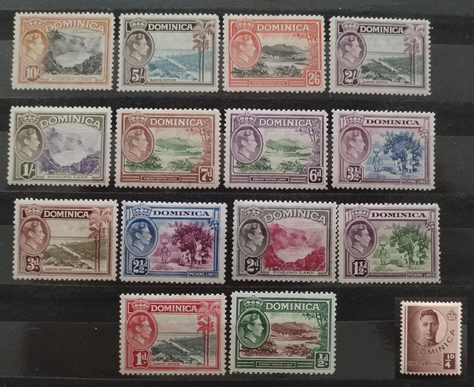 Dominika 1938 80£ Definitiva krále Jiřího VI. + dotisk 1940