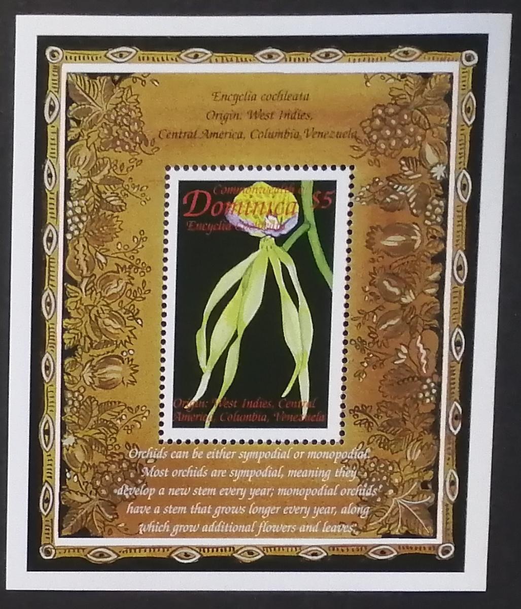 Dominika 1999 Bl.373 5€ Tropické orchideje, Encyclia cochleata