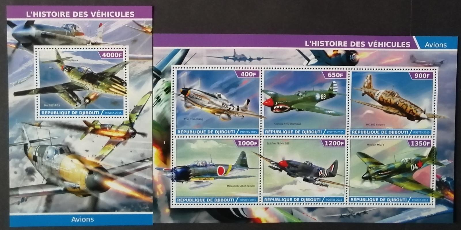 Džibutsko 2015 Bojová letadla a stíhačky II.WW, Spitfire, Mitsubishi