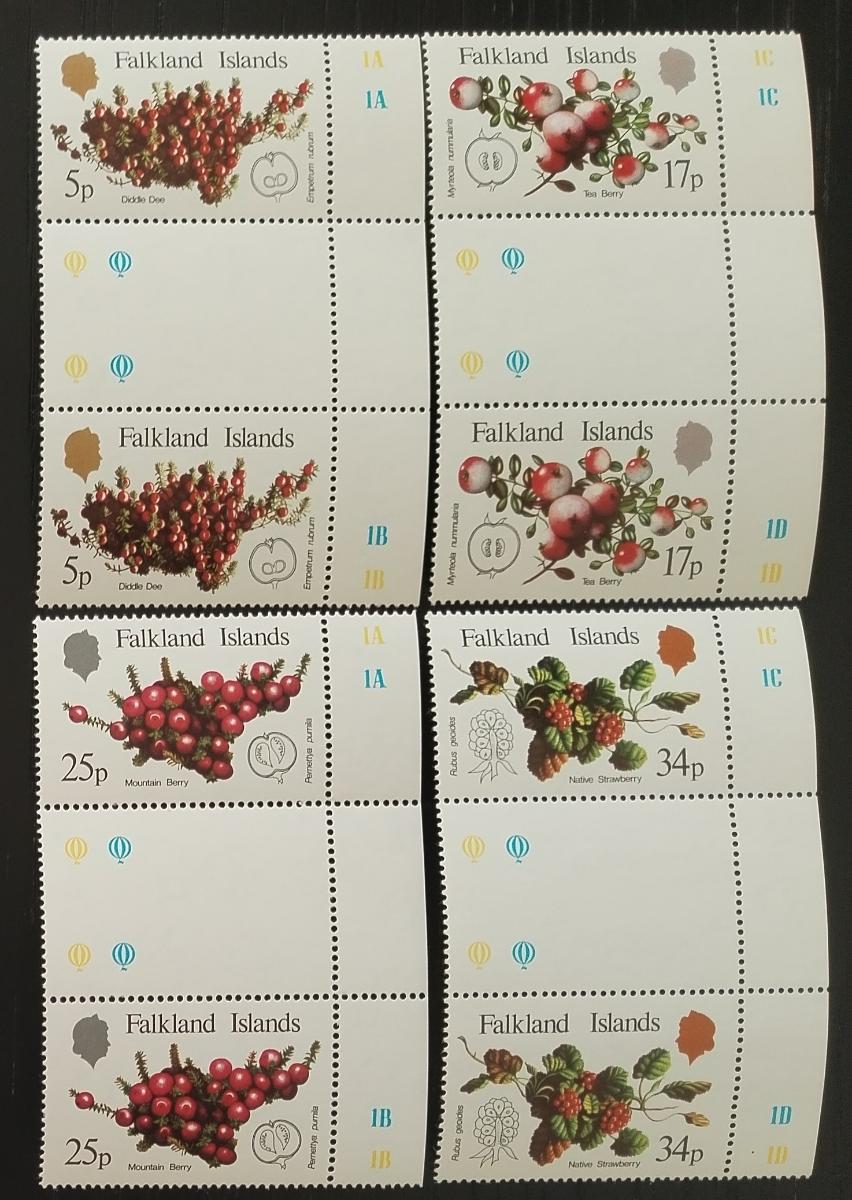 Falklandy 1983 Brusinky a bobulovité keříky, Flora v GUTTER PAIRS