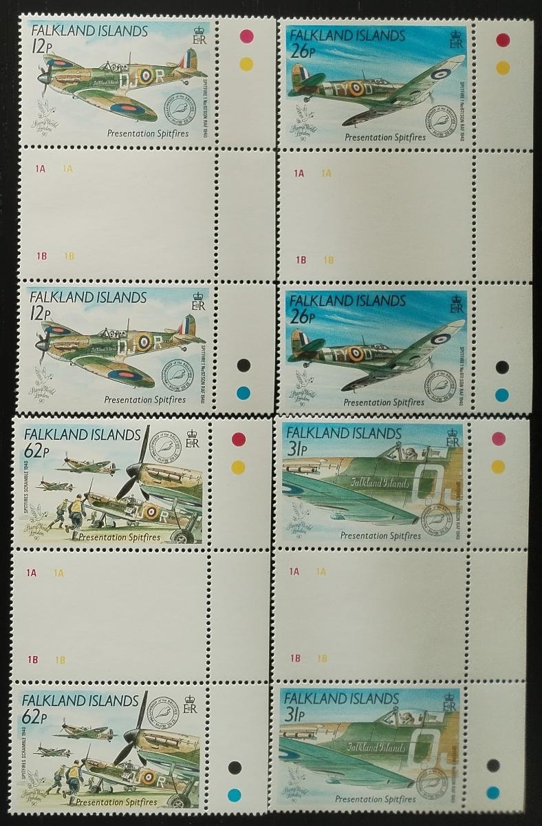 Falklandy 1990 Výstava známek LONDON a letadla v GUTTER PAIRS