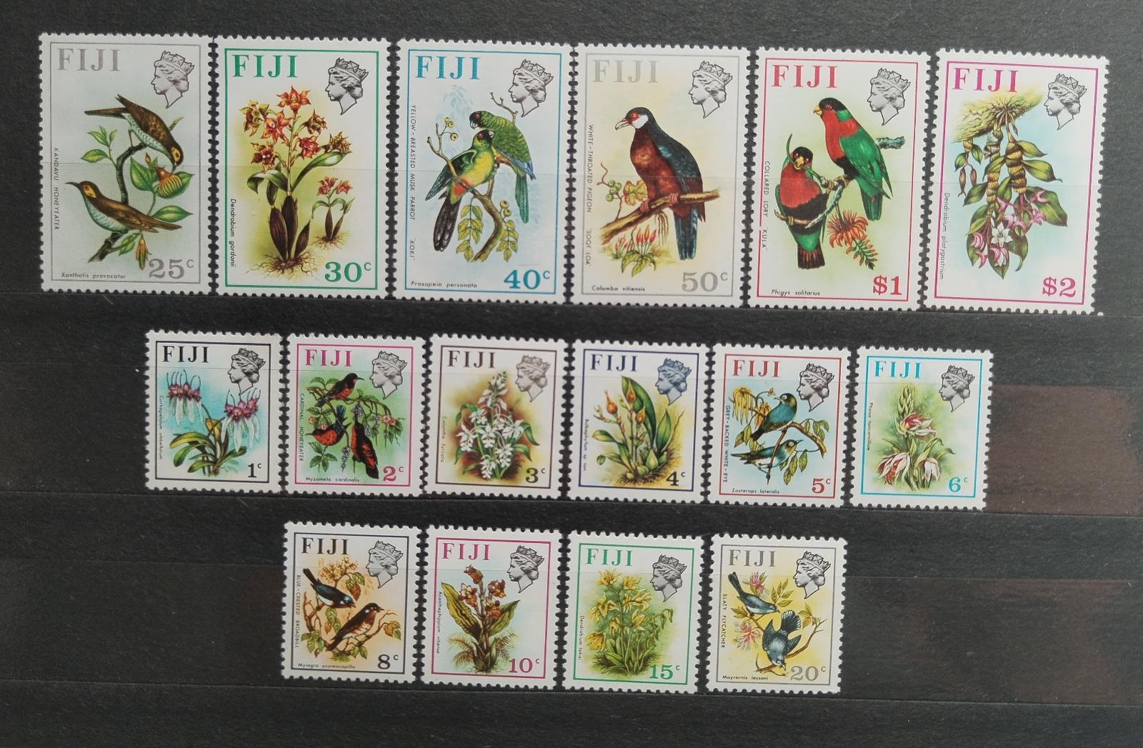 Fidži 1971 Definitiva: Ostrovní ptáci a fauna, Květiny a flora