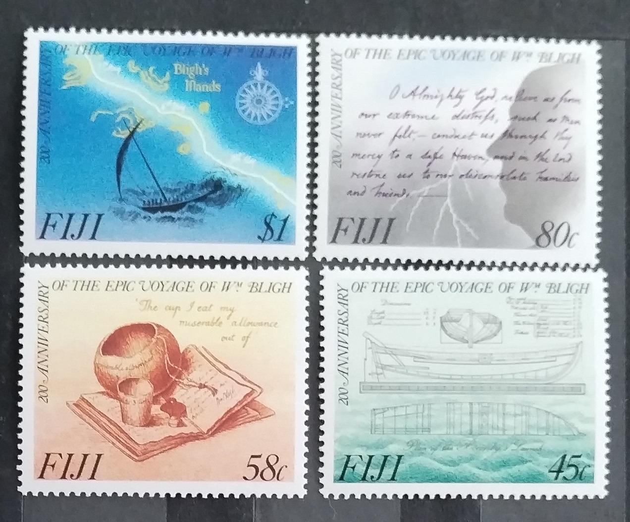 Fidži 1989 Výročí námořní cesty kapitána Blighe, Lodě a mapy