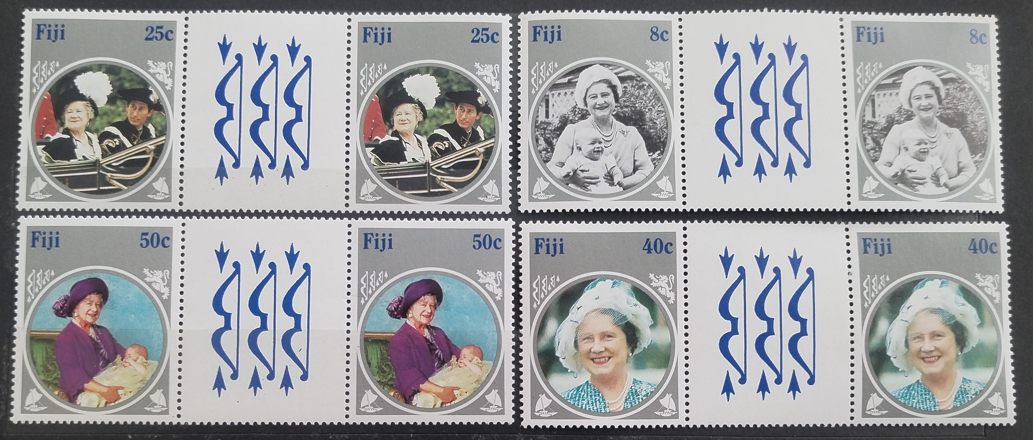 Fidži 1985 Narozeniny královny matky GUTTER PAIRS