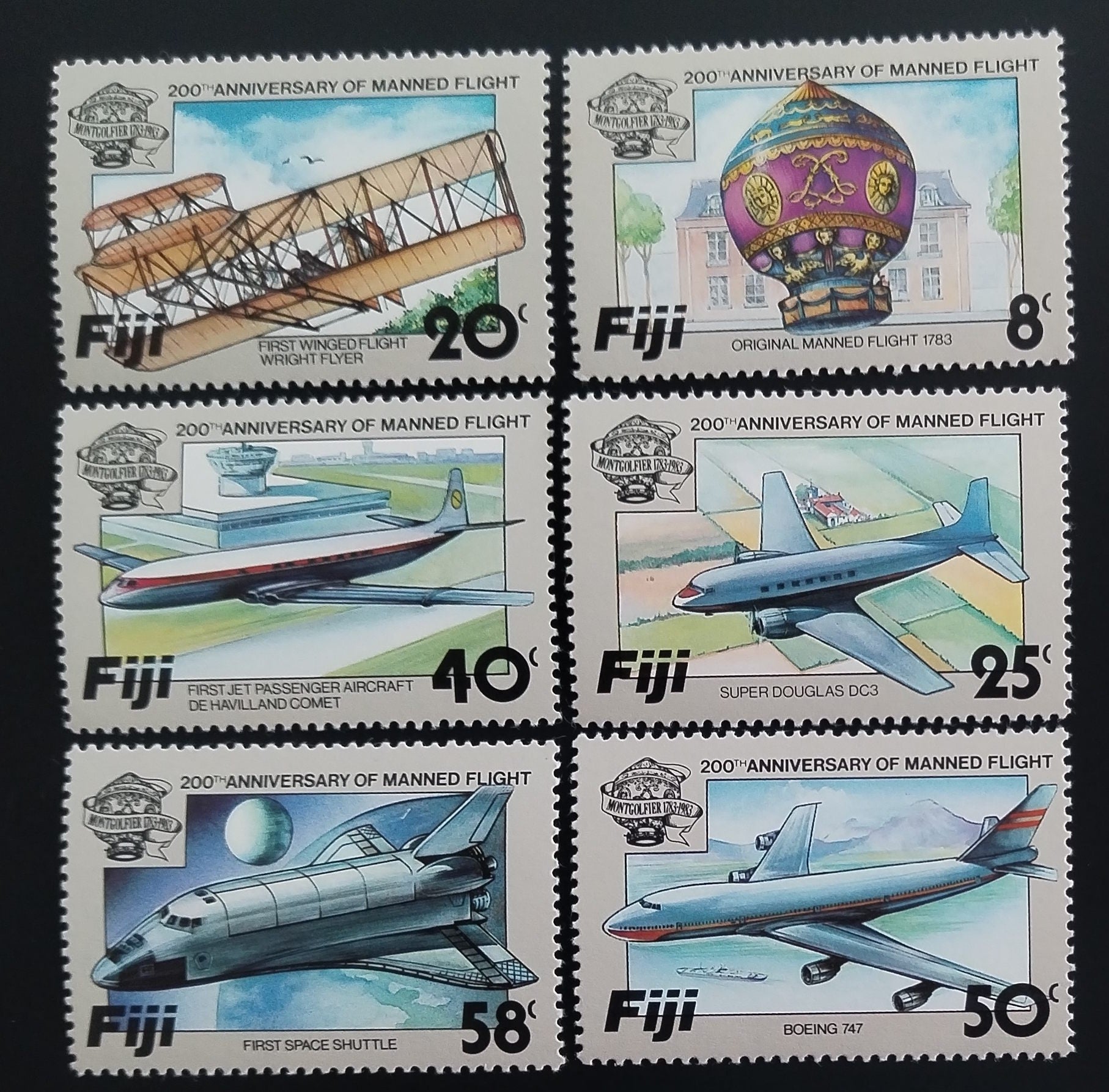Fidži 1983 Výročí prvního letu, Letadla a balóny