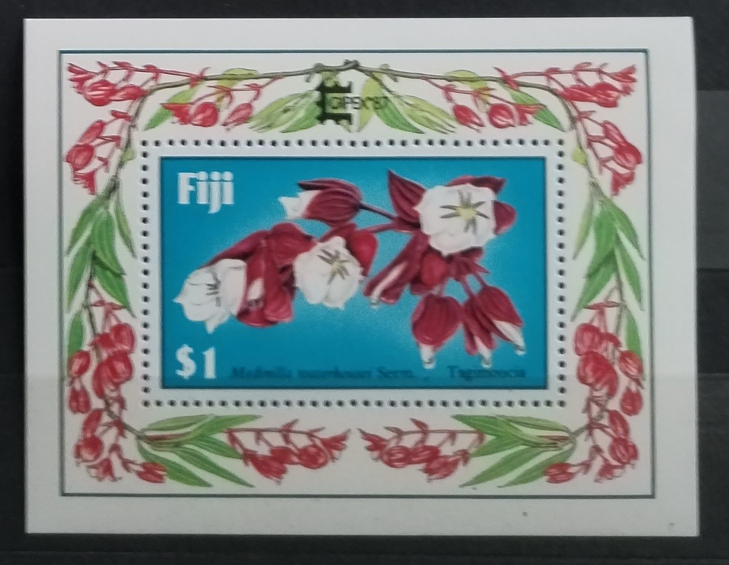 Fidži 1987 Fuchsie a flora, Přítisk výstavy