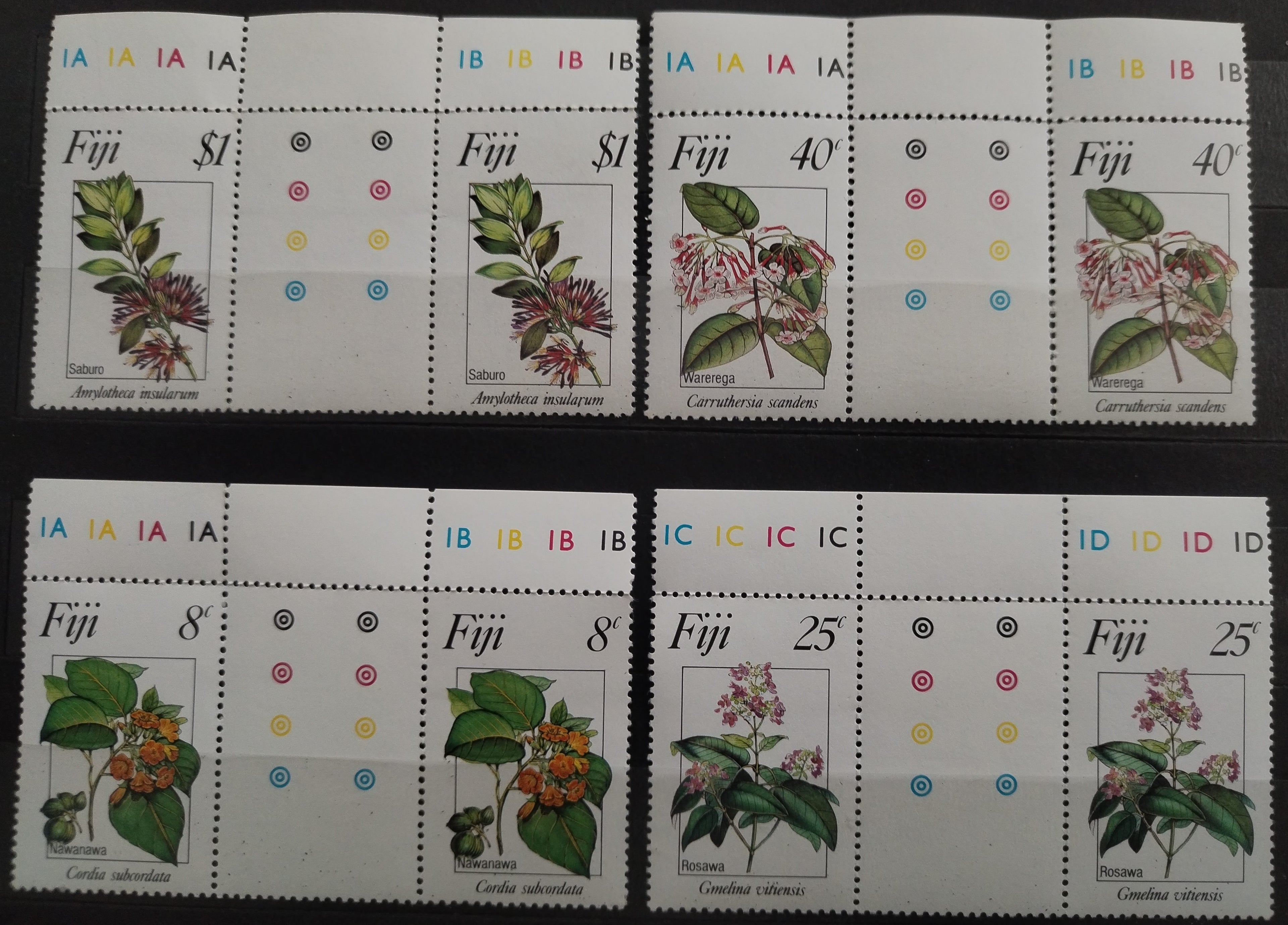 Fidži 1983 Kvetoucí stromy a flora GUTTER PAIRS