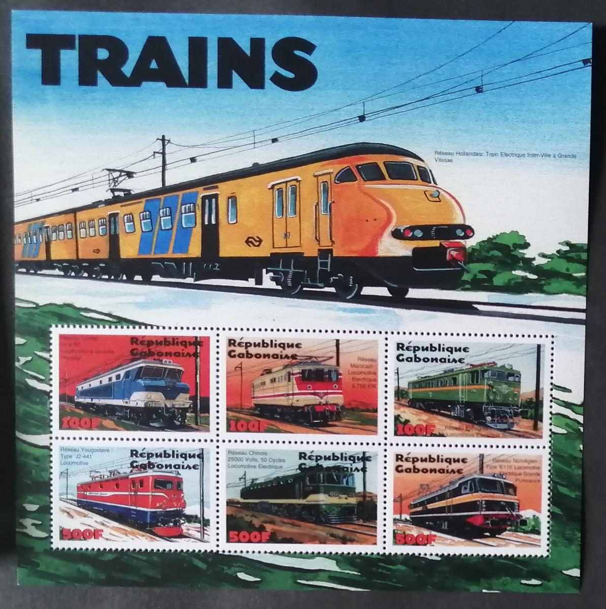 Gabon 2000 Mi.1535-0 9,5€ Vlaky a lokomotivy světa, doprava