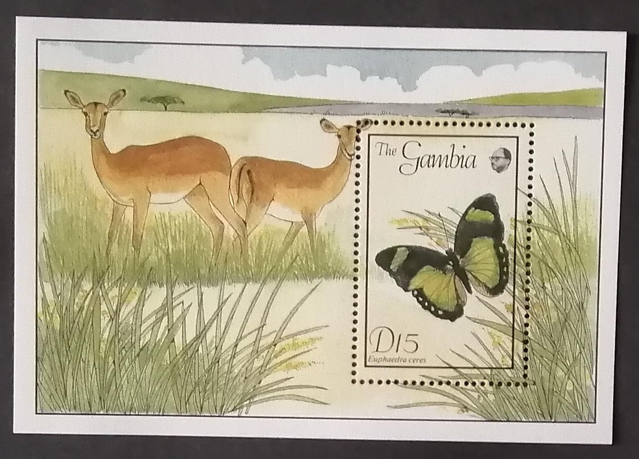 Gambie 1989 Bl.66 10€ Motýli Afriky a Gabie, hmyz, Euphaedra ceres