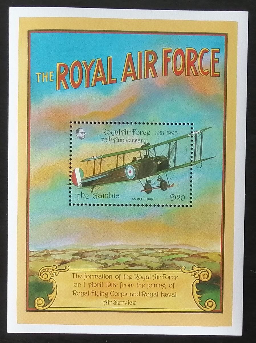 Gambie 1990 Bl.91 9,5€ Bojová letadla RAF, AVRO Lancaster BIII