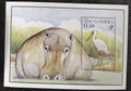 Gambie 1991 Bl.109 8€ Vodní ptáci a fauna, Hroši
