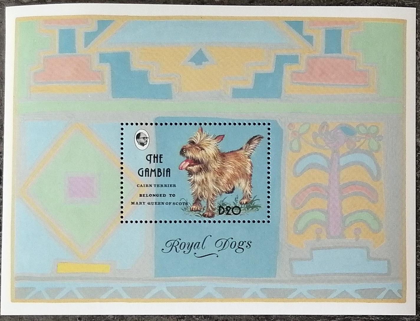 Gambie 1993 Bl.199 6€ Psi a jejich rasy, Teriér, Pes královny Marie
