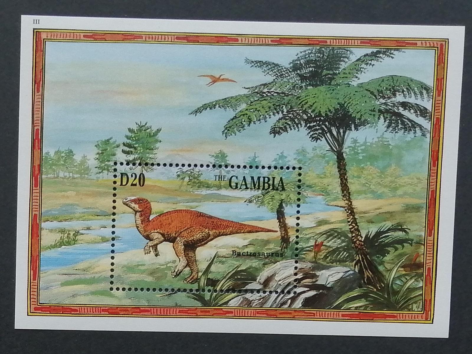 Gambie 1995 Bl.245 9€ Dinosauři, pravěká fauna, Bactrosaurus