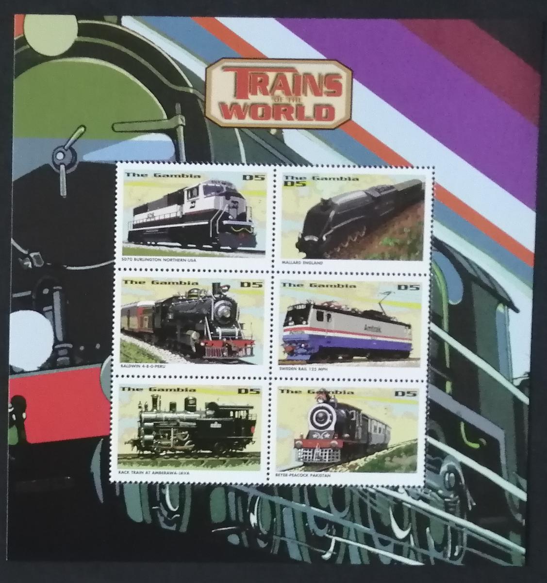 Gambie 1998 Mi.2988-3 8,5€ Vlaky a lokomotivy světa
