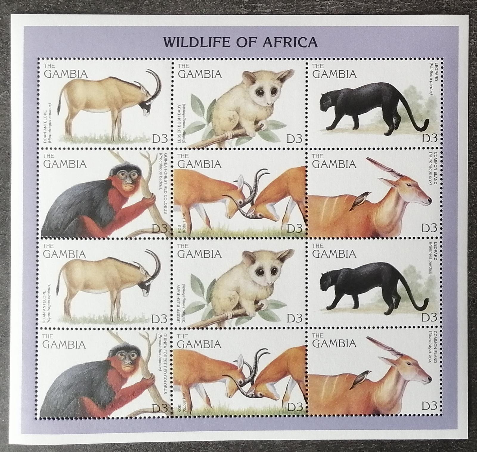 Gambie 2000 Klb.-7,5€ Africká fauna, Opičky, antilopy a kočky