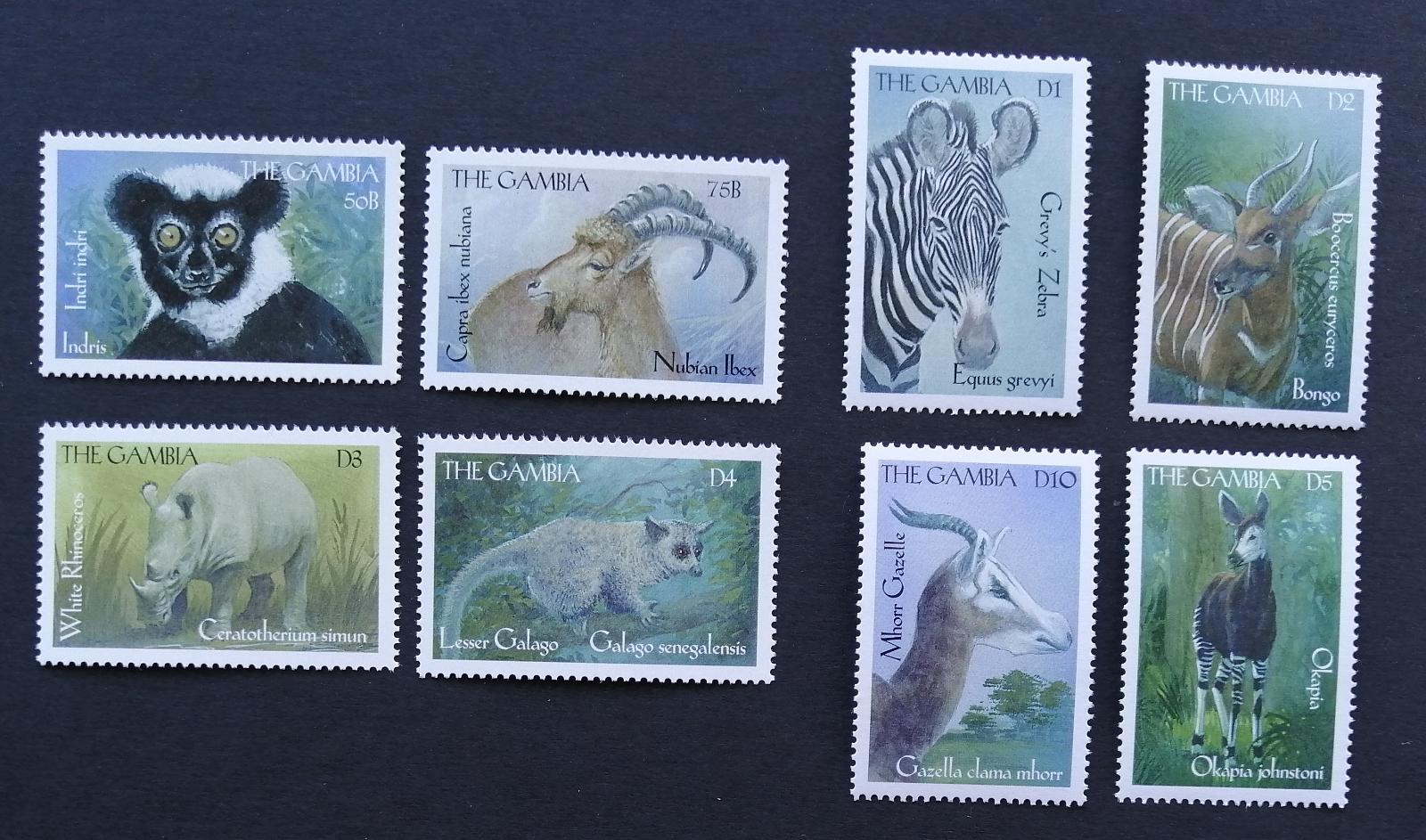 Gambie 2000 Mi.3507-4 Fauna Afriky, zebry, hlodavci, opice