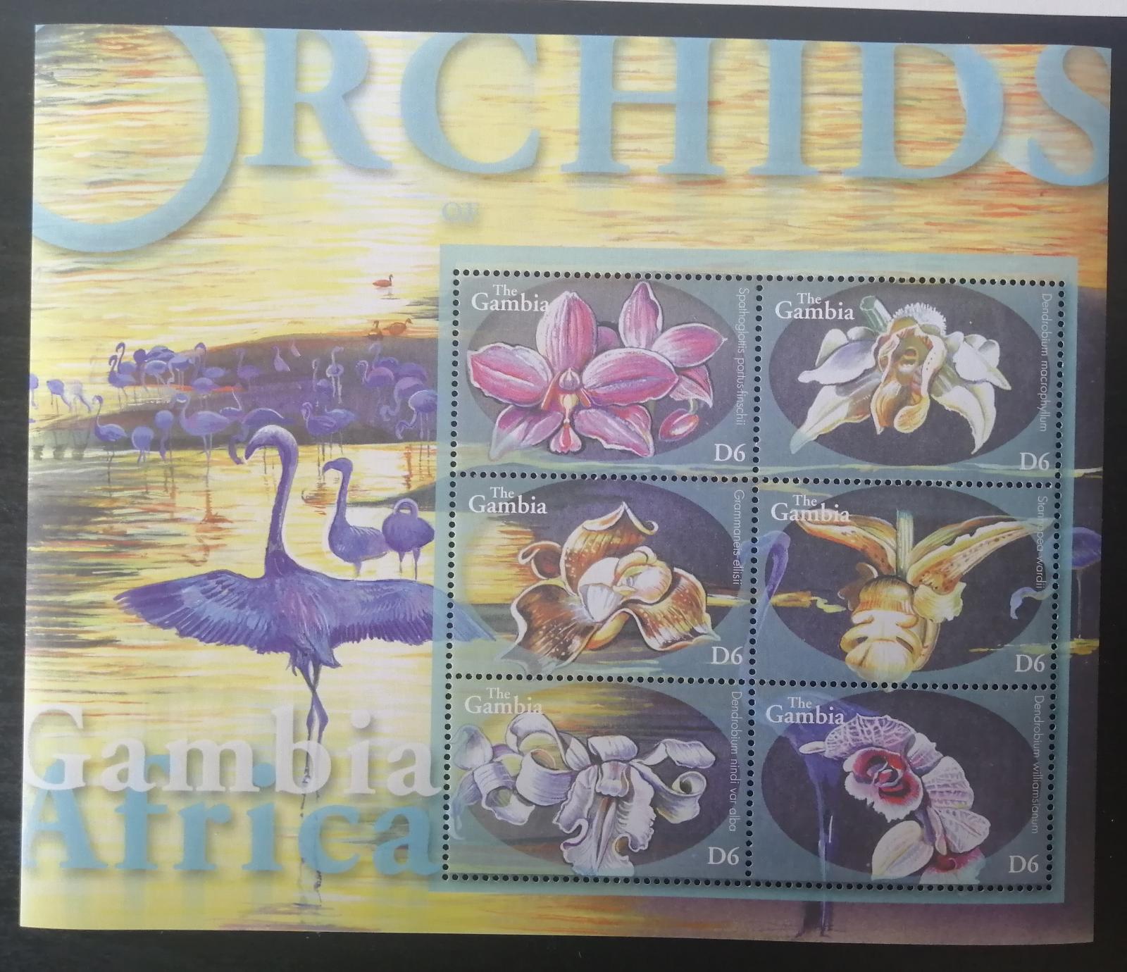 Gambie 2001 Mi.4471-6 7,5€ Africké orchideje a ptáci, flora