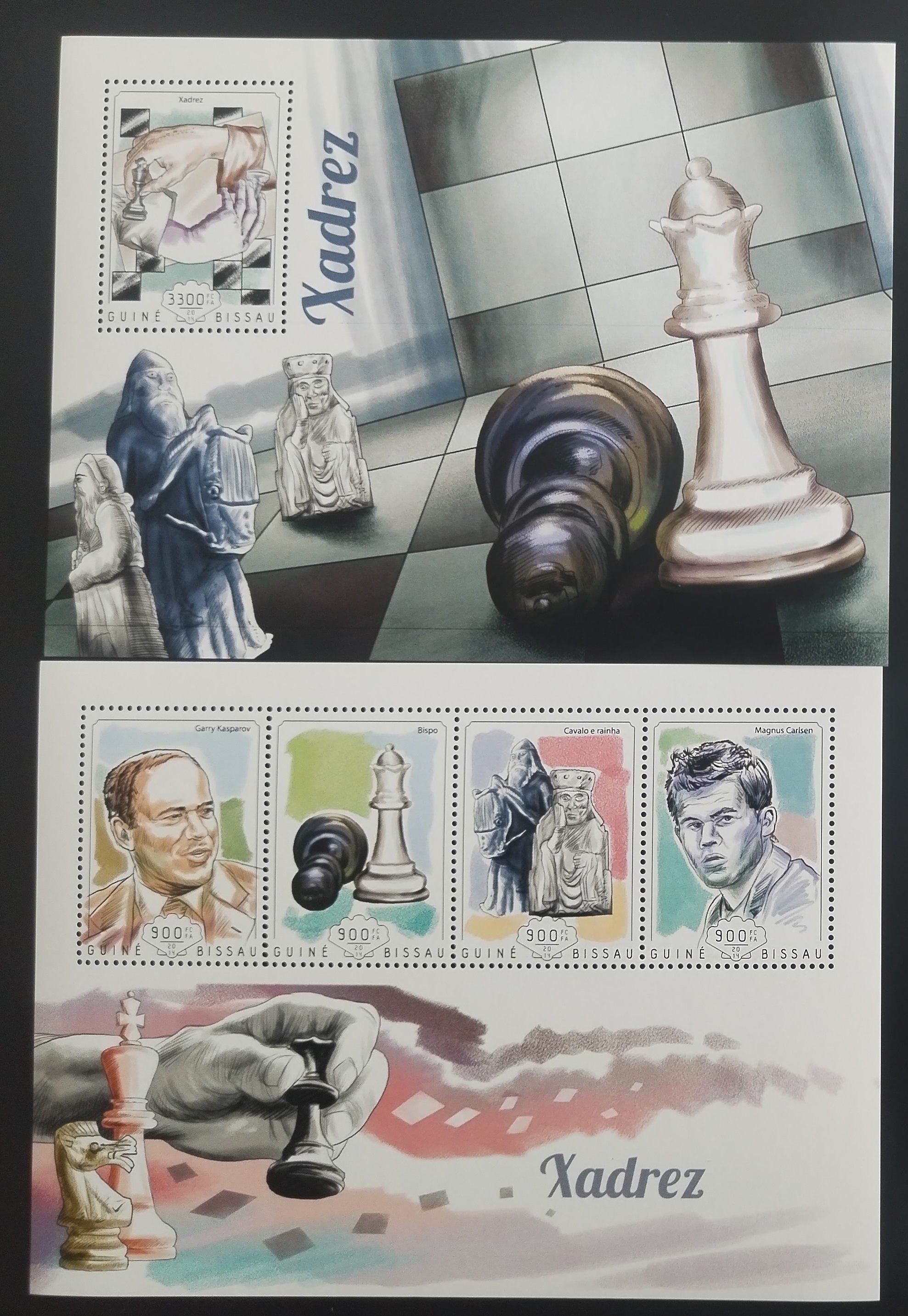 Guinea Bissau 2014 Šachy a jejich mistři