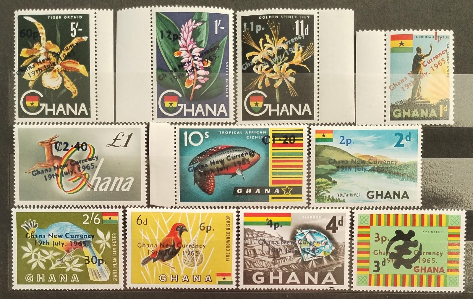 Ghana 1965 Přetisky nové měny - Flora a fauna