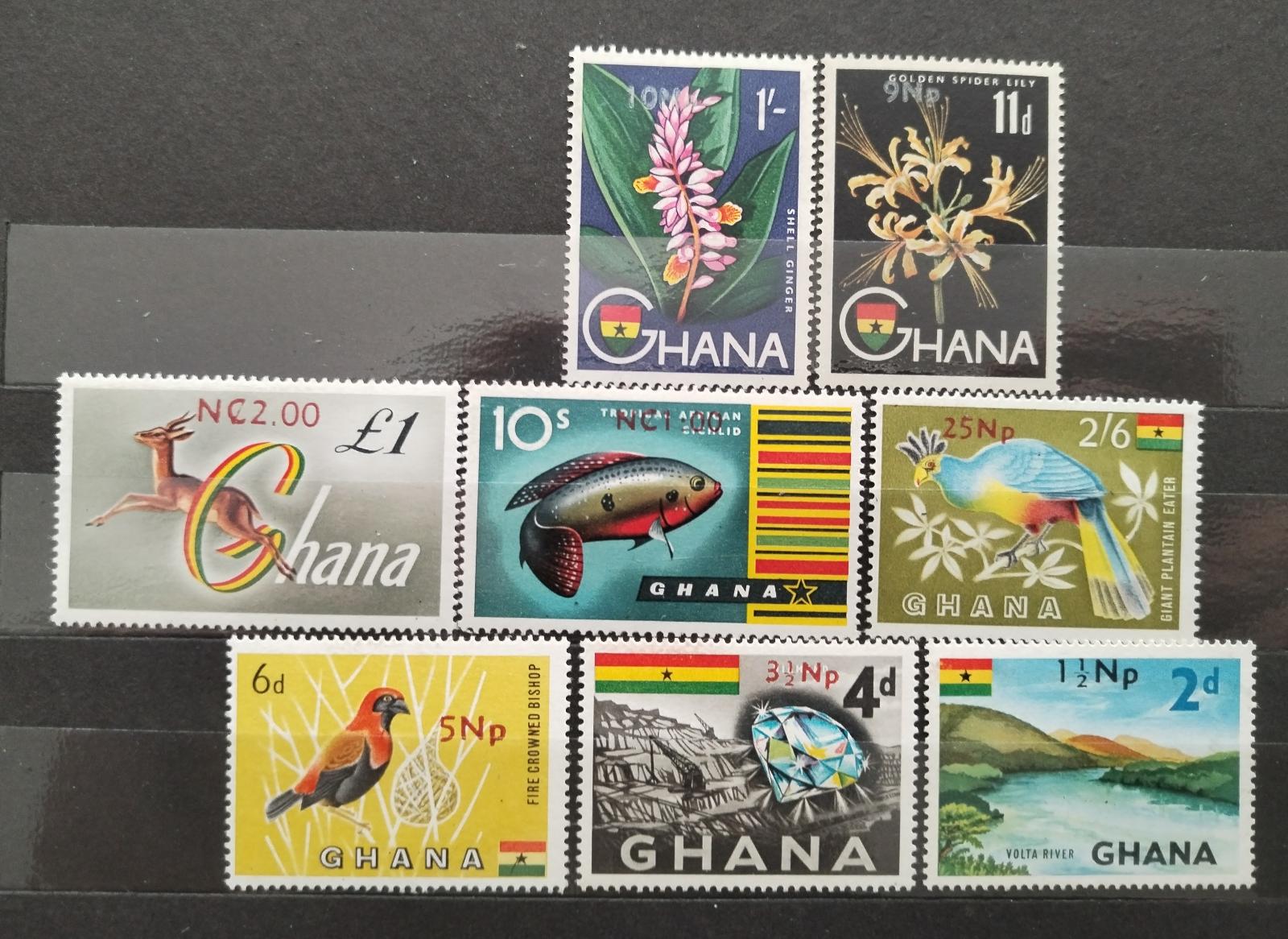 Ghana 1967 Přetisky nové měny - fauna a flora