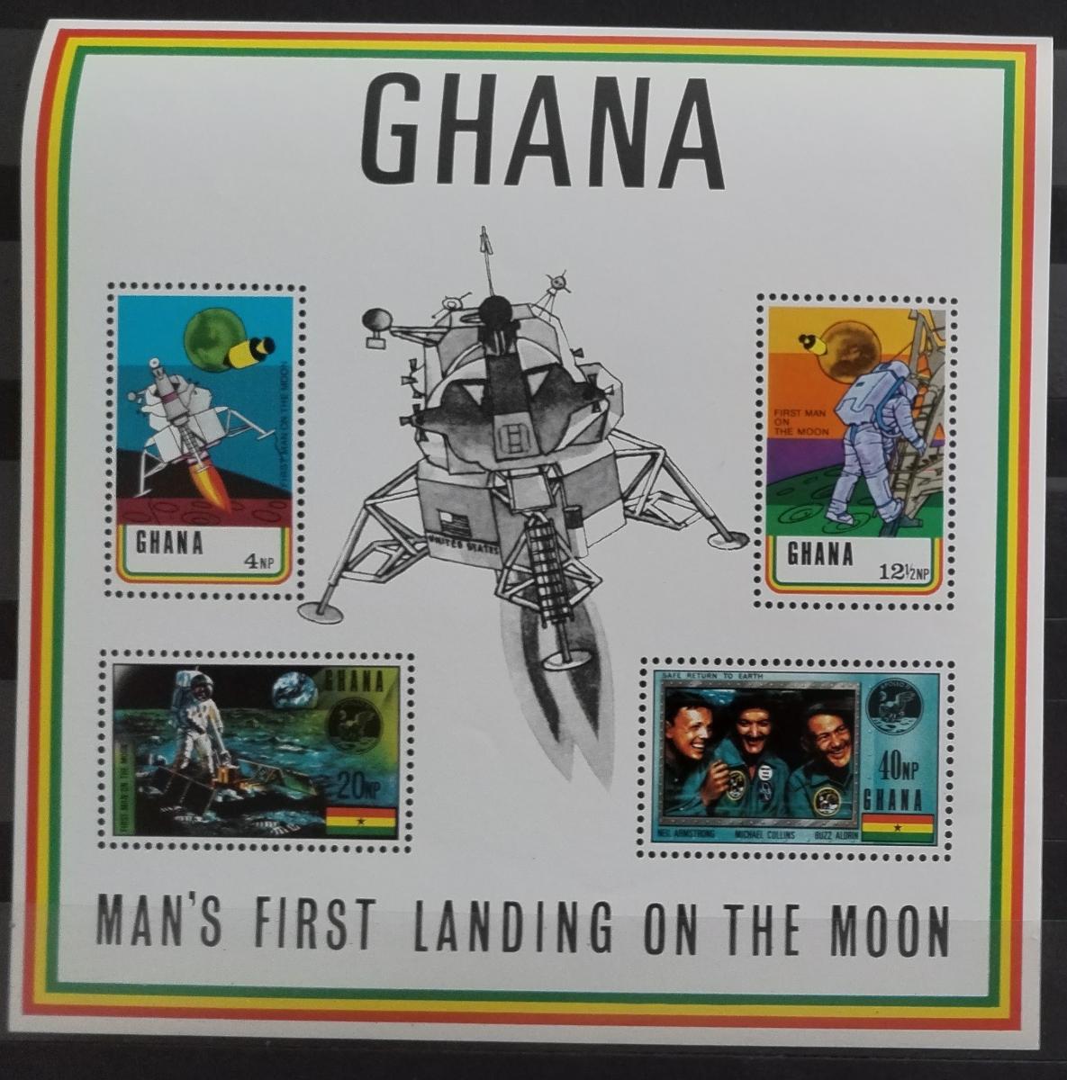Ghana 1970 Přistání na Měsíci, Vesmír a kosmos