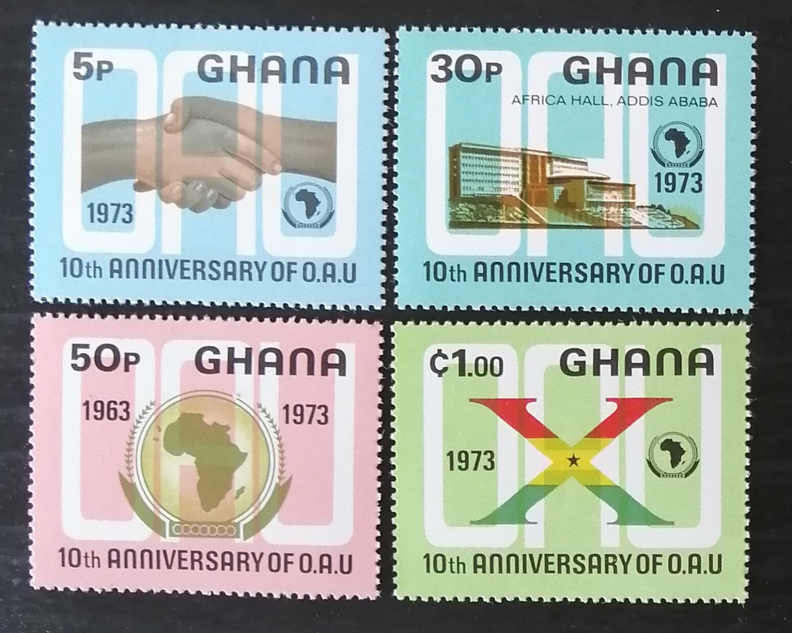 Ghana 1973 10 let africké organizace pro solidaritu, mapy