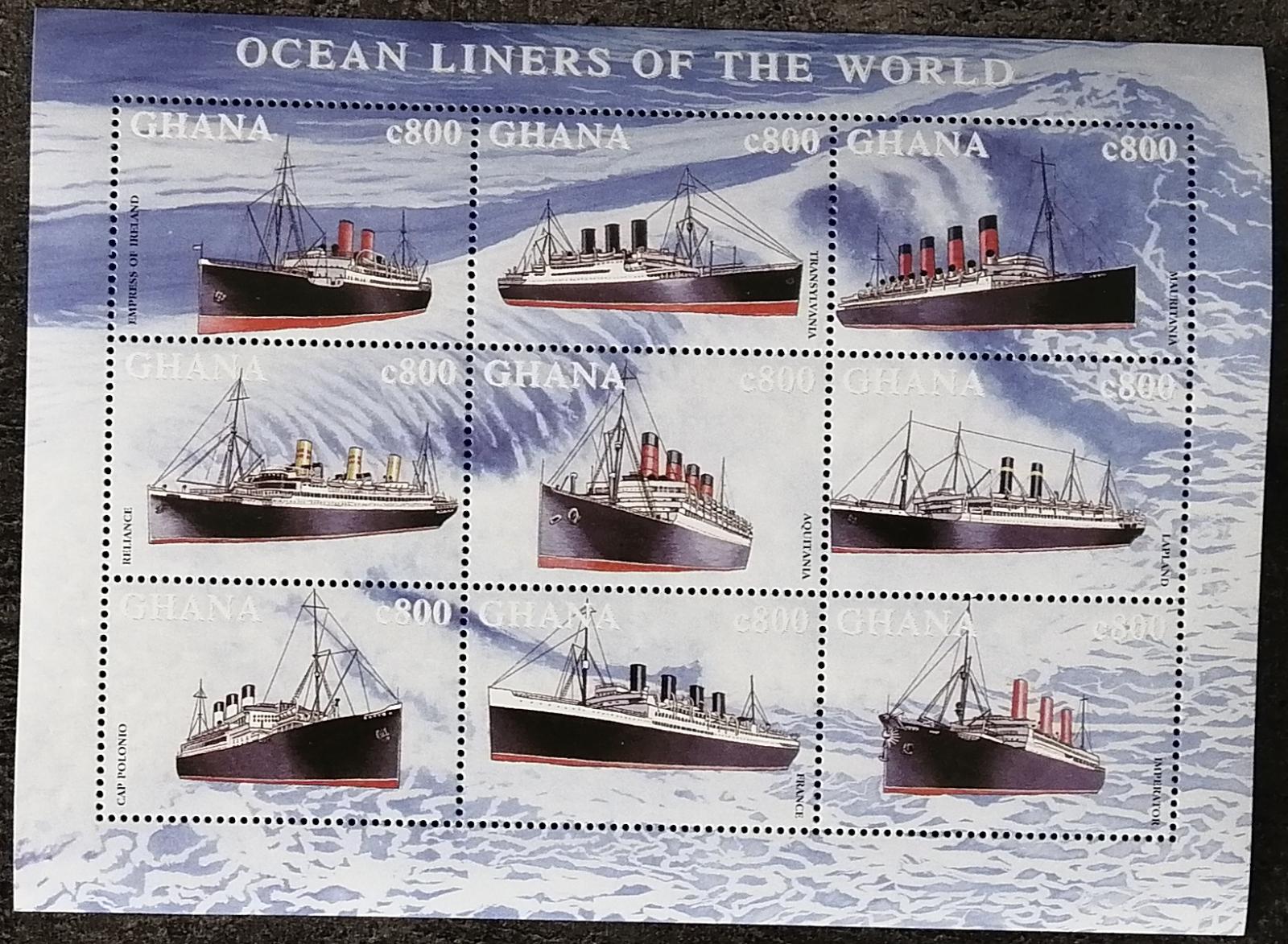 Ghana 1998 9€ Slavné lodě historie, Mauretania, Transsylvania